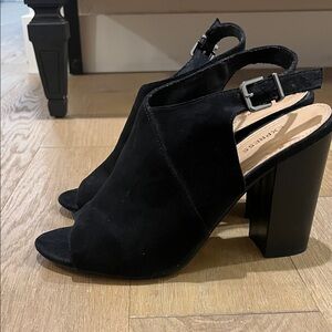 Express Black Suede Heeled Sandals